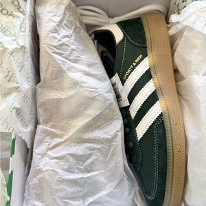 Adidas Men's Dark Green and White Sneakers